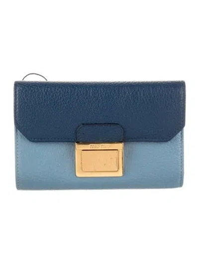 Pre-owned Miu Miu Leather Wallet In Blue
