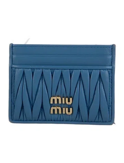 Pre-owned Miu Miu Leather Wallet In Blue