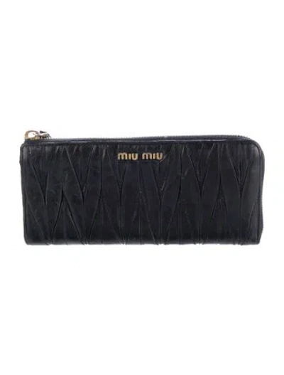 Pre-owned Miu Miu Leather Wallet In Blue