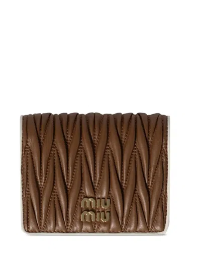 Miu Miu Leather Wallet In Brown