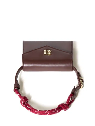 Miu Miu Leather Wallet In Brown