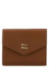 Miu Miu Leather Wallet In Brown