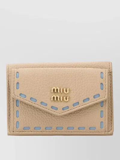 Miu Miu Leather Wallet Envelope Flap Contrast Stitching