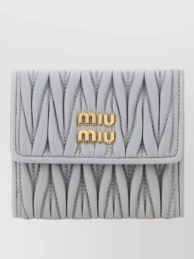 Miu Miu Leather Wallet Featuring Quilted Pattern Design In Red