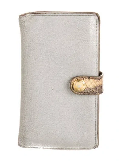 Pre-owned Miu Miu Leather Wallet In Gray