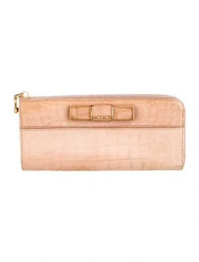 Pre-owned Miu Miu Leather Wallet In Neutral