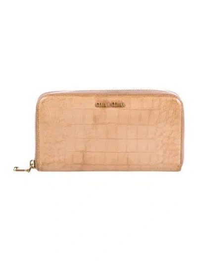 Pre-owned Miu Miu Leather Wallet In Neutral