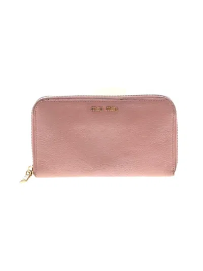 Pre-owned Miu Miu Leather Wallet In Pink