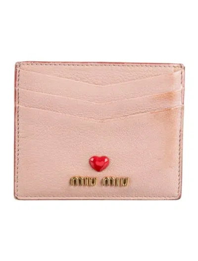 Pre-owned Miu Miu Leather Wallet In Pink