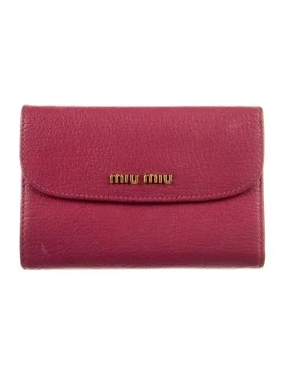 Pre-owned Miu Miu Leather Wallet In Pink