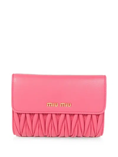 Miu Miu Leather Wallet In Pink