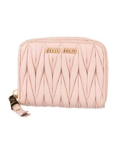 Pre-owned Miu Miu Leather Wallet In Pink