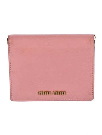 Pre-owned Miu Miu Leather Wallet In Pink