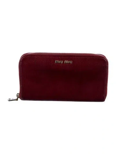 Pre-owned Miu Miu Leather Wallet In Red