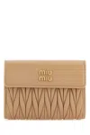 Miu Miu Leather Wallet In Sabbia