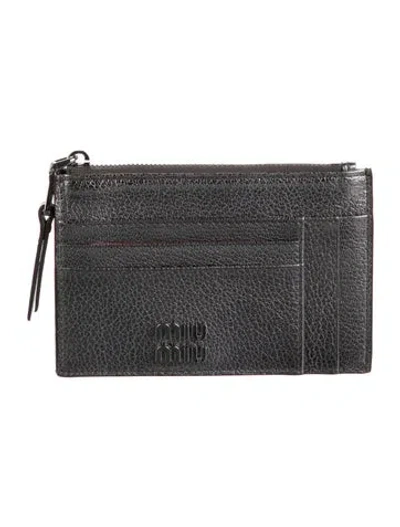 Pre-owned Miu Miu Leather Wallet In Silver