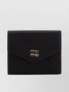 Miu Miu Leather Wallet With Envelope Flap And Textured Finish