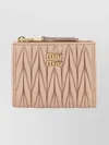 Miu Miu Leather Wallet With Quilted Design And Hardware In Pink