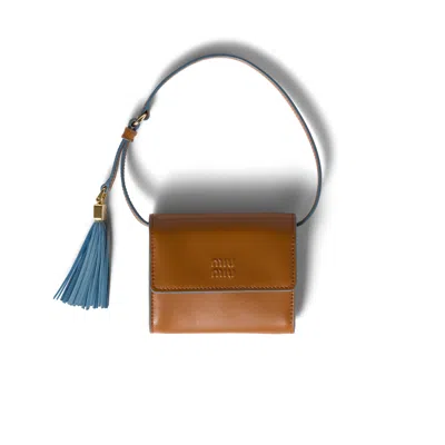Miu Miu Leather Wallet With Shoulder Strap