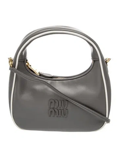 Pre-owned Miu Miu Leather Wander In Gray
