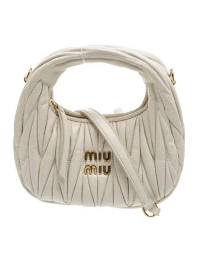 Pre-owned Miu Miu Leather Wander Mini In Neutral