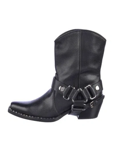 Pre-owned Miu Miu Leather Western Boots In Blue