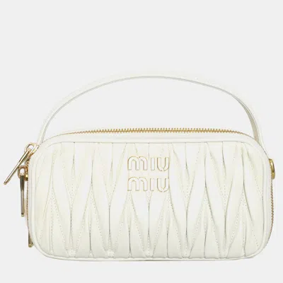 Pre-owned Miu Miu Leather White S/s 2024 Arcadie Matelasse Bag