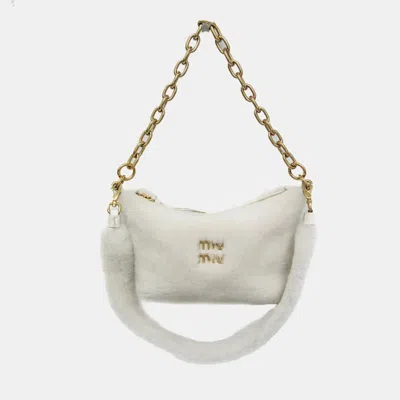 Pre-owned Miu Miu Leather White Tote Bag