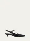 Miu Miu Leather Slingback Pumps In Nero Avorio