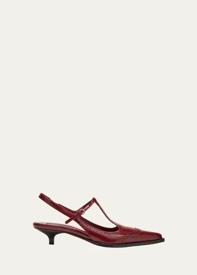 Miu Miu Leather Wing-tip Mary Jane Slingback Pumps In Porpora Nero