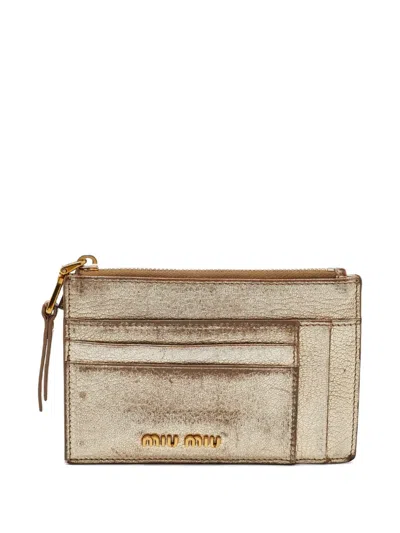 Pre-owned Miu Miu Leather Zip Card Holder