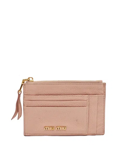 Pre-owned Miu Miu Leather Zip Card Holder