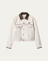 Miu Miu Jacket Contrast Collar Long Sleeves Chest Pockets In Transparent