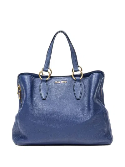 Pre-owned Miu Miu Leathere Zip-fastening Bag In Blue