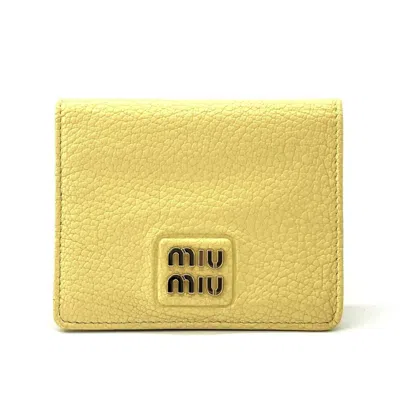 Pre-owned Miu Miu Lemon Yellow Leather Wallet (bi-fold) ()