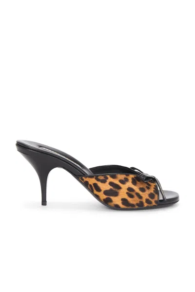Miu Miu 80mm Leopard Calf Hair Mule Sandals In Brown
