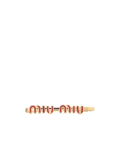 Miu Miu Letter Hairpin In Yellow