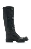 Miu Miu Multi-buckle Leather Boots In Black