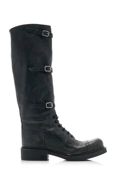MIU MIU LIFESTYLE LEATHER KNEE BOOTS