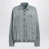 Miu Miu Light Blue Chambray Denim Jacket In Gray