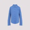 Miu Miu Poplin Shirt Long Sleeves In Blue