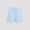 Miu Miu Poplin Cotton Shorts Raw Edges In Light Blue