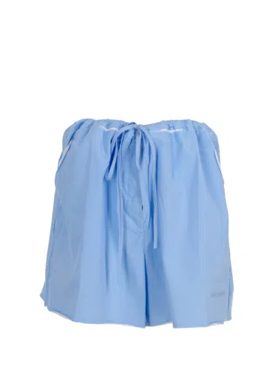 Miu Miu Light Blue Cotton Shorts