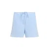 Miu Miu Light Blue Cotton Shorts In Blue