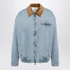 Miu Miu Denim Jacket With Logo In Blue