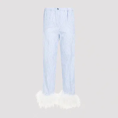 MIU MIU LIGHT BLUE ELASTICATED WAISTBAND COTTON PANTS