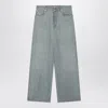 Miu Miu Light Blue Jeans With Logo On The Back In Gray