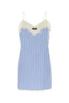 Miu Miu Embroidered Poplin Mini Dress In Blue