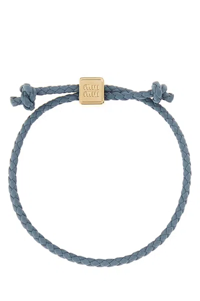 Miu Miu Light Blue Leather Bracelet