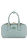 Miu Miu Nappa Leather Rectangular Handbag With Top Handles In Blue